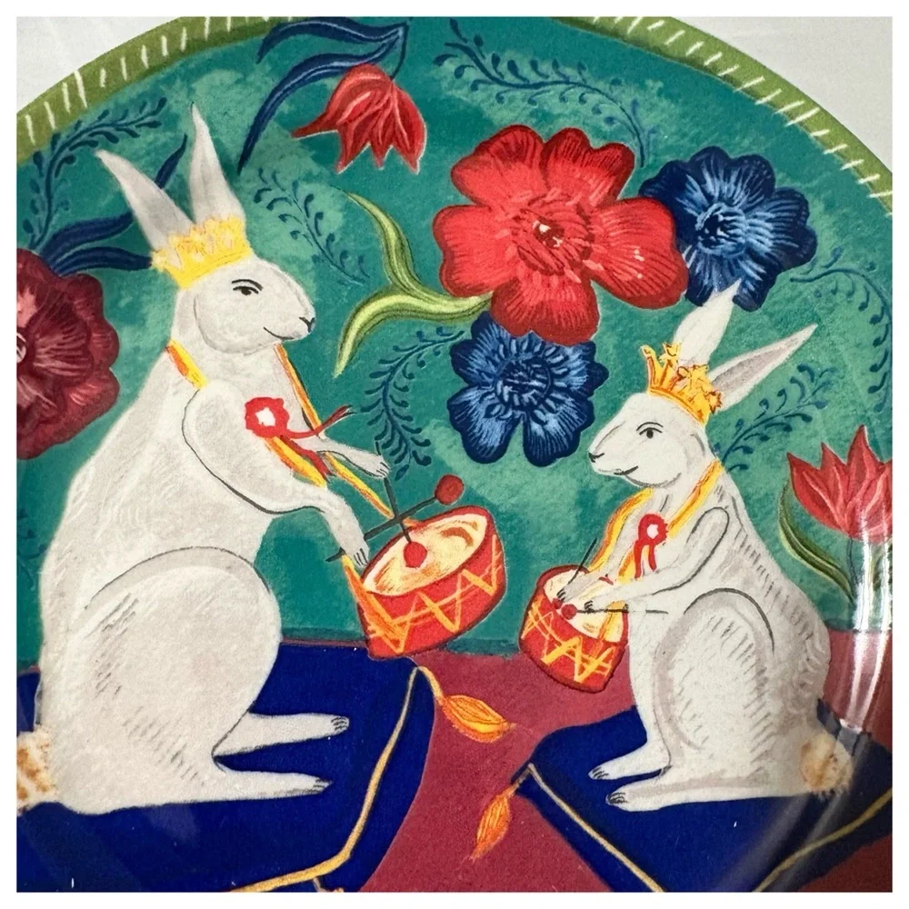 NIB Anthro Emily Maude 12 Days of Christmas 12 Drummers Drumming Dessert Plate